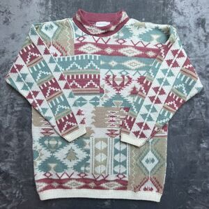 Vintage Jessica Roberts Sweater‎ Womens Large 90s Aztec Cabincore Ski Christmas